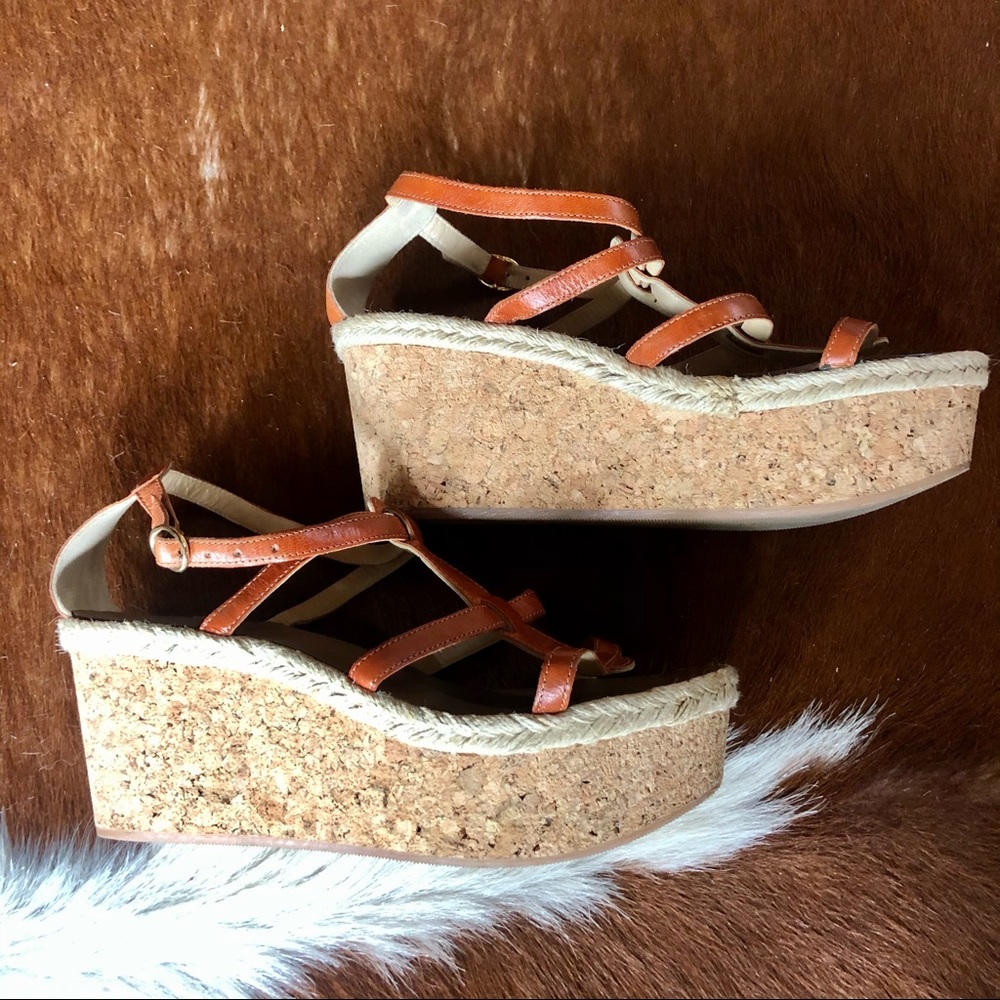 Tapeet Orange Strappy Playform Sandals size 8.5 - Picture 3 of 8